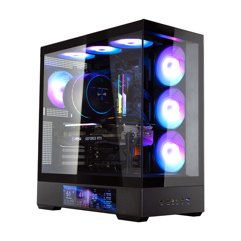 Zalman P40 DS ATX Mid-Tower PC Case - 9.1 in LCD Screen, 4 x ARGB Fans Preinstalled, Black