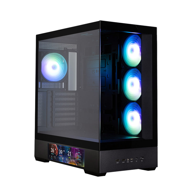 Zalman P40 DS ATX Mid-Tower PC Case - 9.1 in LCD Screen, 4 x ARGB Fans Preinstalled, Black