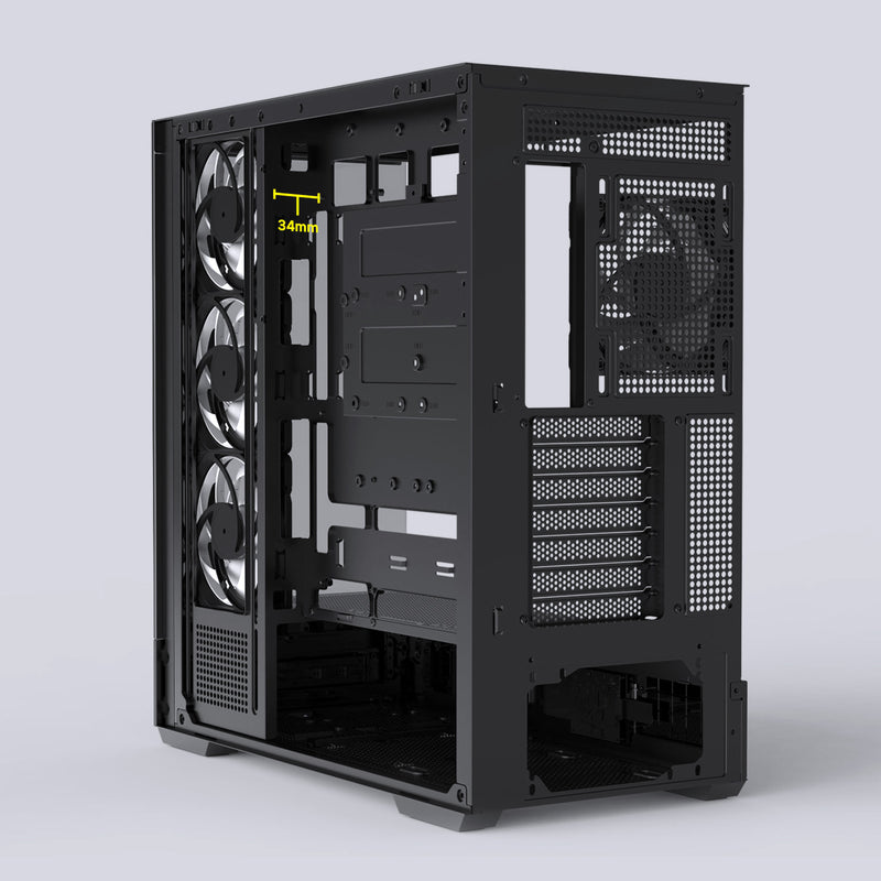Zalman P40 DS ATX Mid-Tower PC Case - 9.1 in LCD Screen, 4 x ARGB Fans Preinstalled, Black