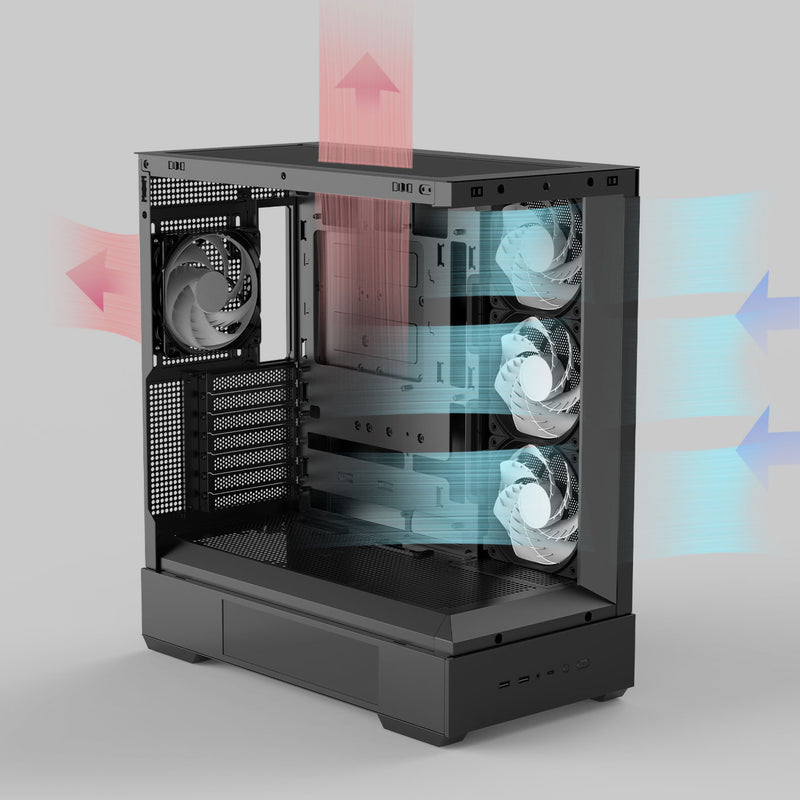 Zalman P40 DS ATX Mid-Tower PC Case - 9.1 in LCD Screen, 4 x ARGB Fans Preinstalled, Black