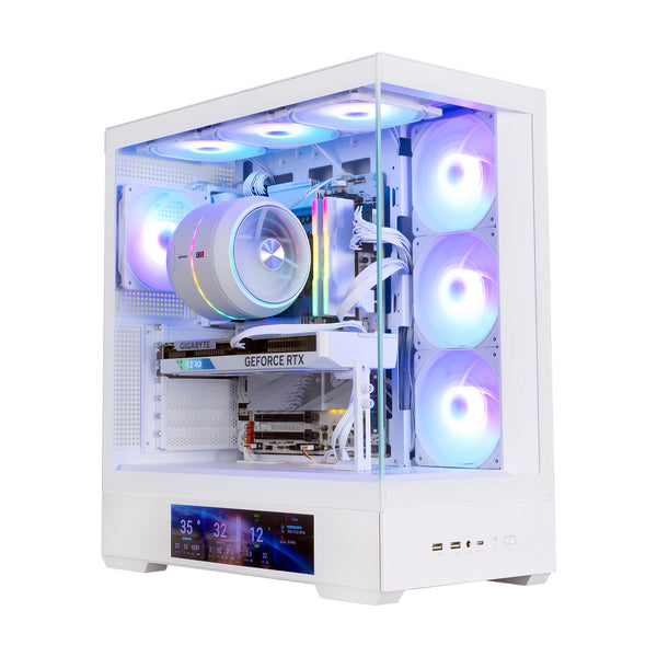 Zalman P40 DS ATX Mid-Tower PC Case - 9.1 in LCD Screen, 4 x ARGB Fans Preinstalled, White