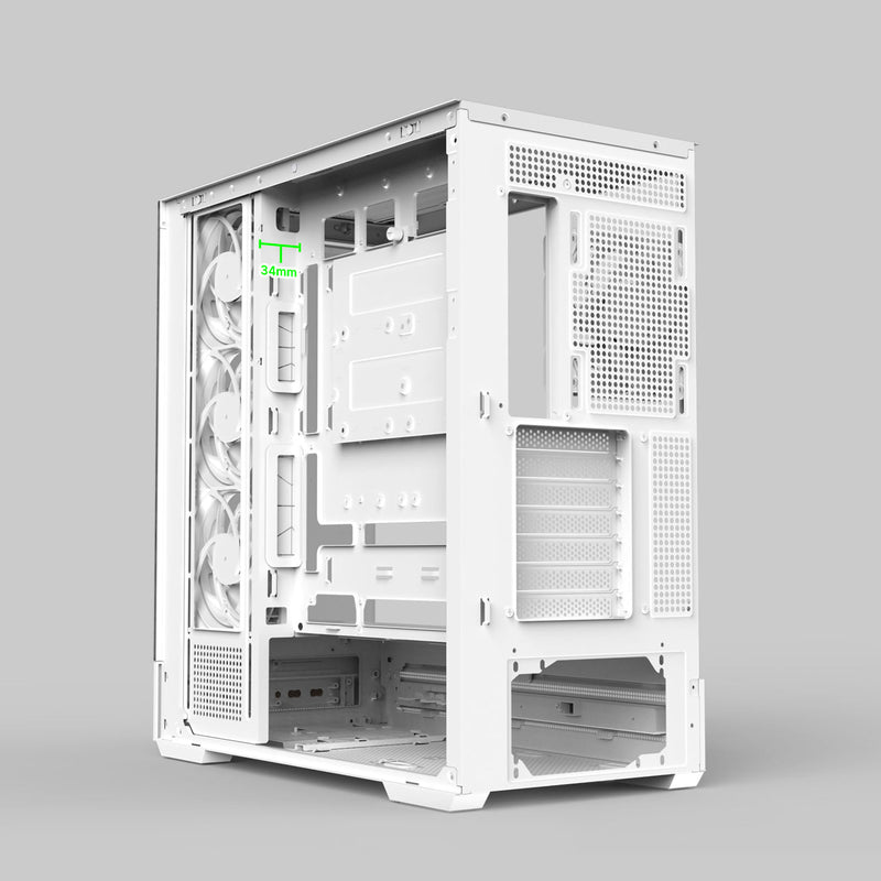 Zalman P40 DS ATX Mid-Tower PC Case - 9.1 in LCD Screen, 4 x ARGB Fans Preinstalled, White