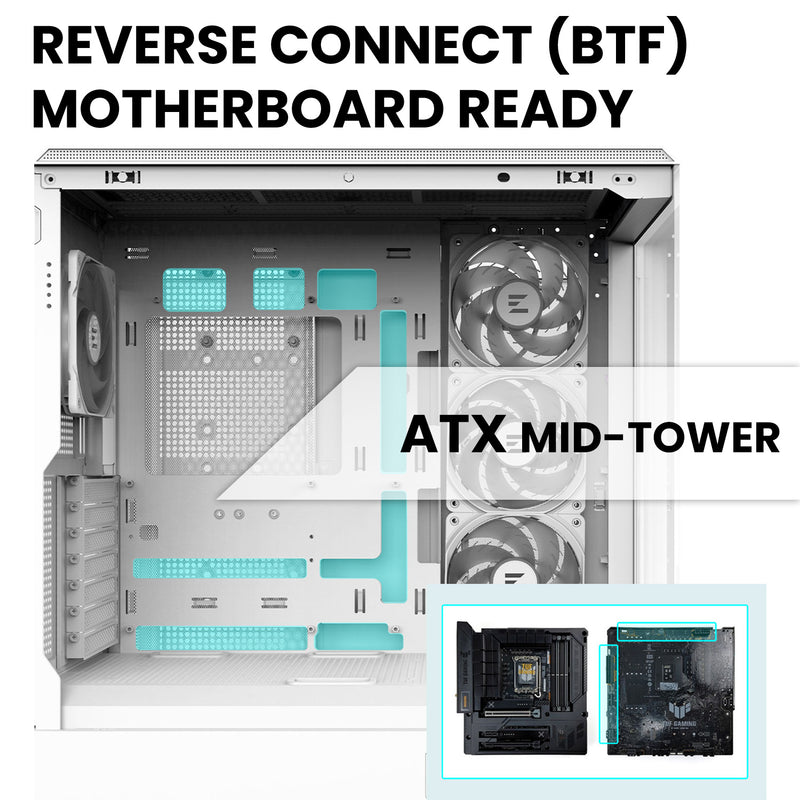 Zalman P50 Flagship ATX Mid-Tower Premium PC Case, White (Fans Not Included)