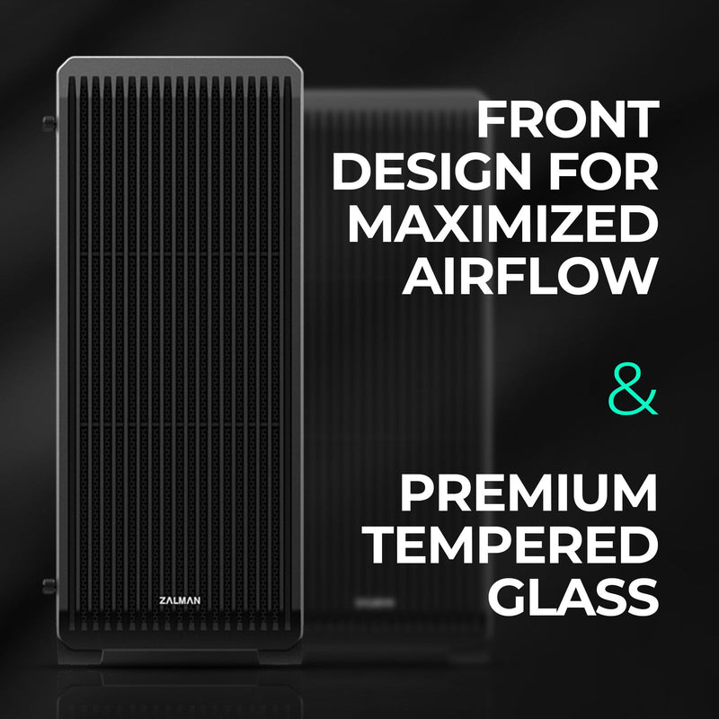 Zalman Zalman S2 TG ATX Mid-Tower PC Case 3 x Fans w/ Tempered Glass Side Panel