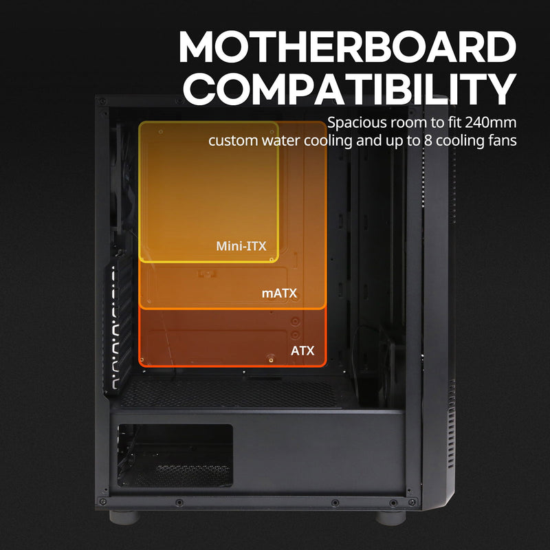 Zalman Zalman S4 ATX Mid-Tower PC Case 2 x Fans w/ Tempered Glass Side Panel
