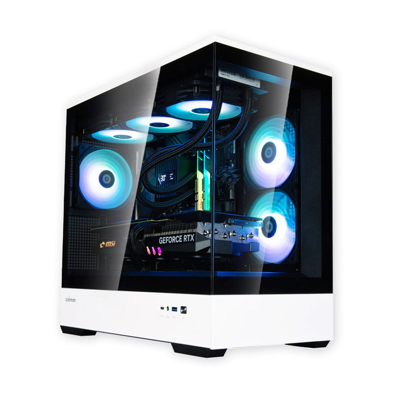 Zalman Zalman P30 Black/White Special Edition mATX Mini-Tower PC Case Panoramic Glass 3 x ARGB Fans