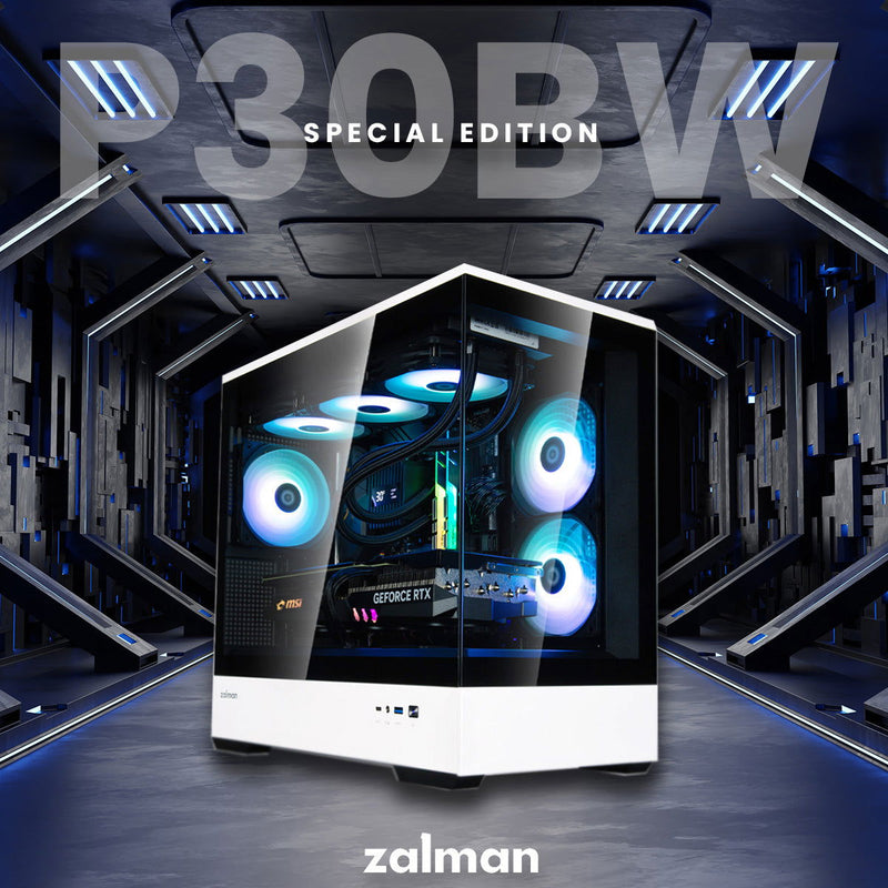 Zalman Zalman P30 Black/White Special Edition mATX Mini-Tower PC Case Panoramic Glass 3 x ARGB Fans