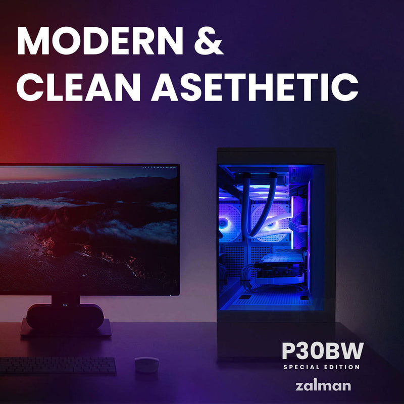 Zalman Zalman P30 Black/White Special Edition mATX Mini-Tower PC Case Panoramic Glass 3 x ARGB Fans