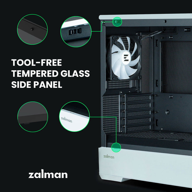 Zalman Zalman P30 Black/White Special Edition mATX Mini-Tower PC Case Panoramic Glass 3 x ARGB Fans