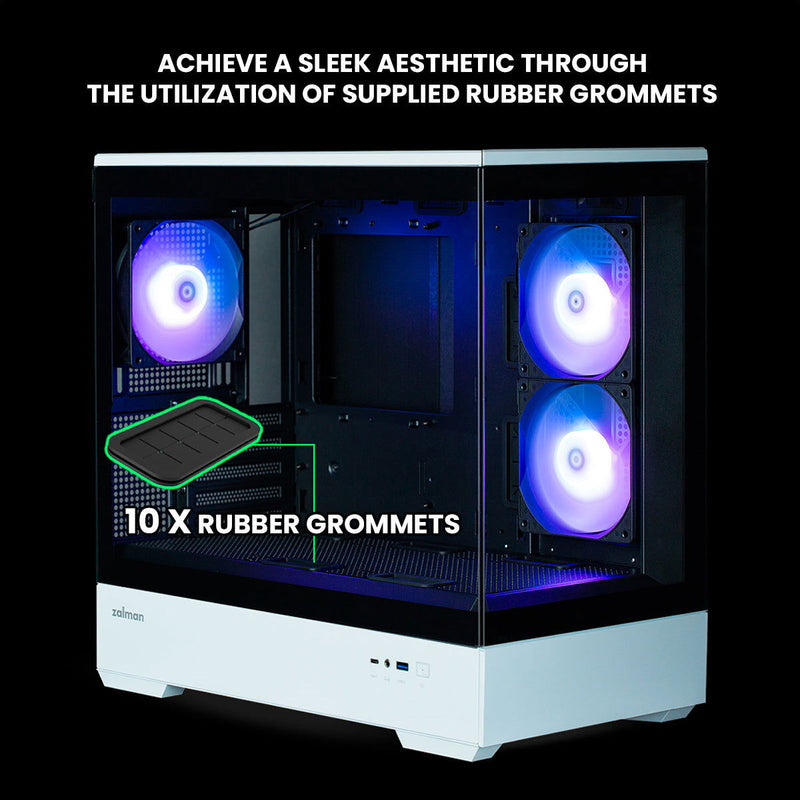 Zalman Zalman P30 Black/White Special Edition mATX Mini-Tower PC Case Panoramic Glass 3 x ARGB Fans