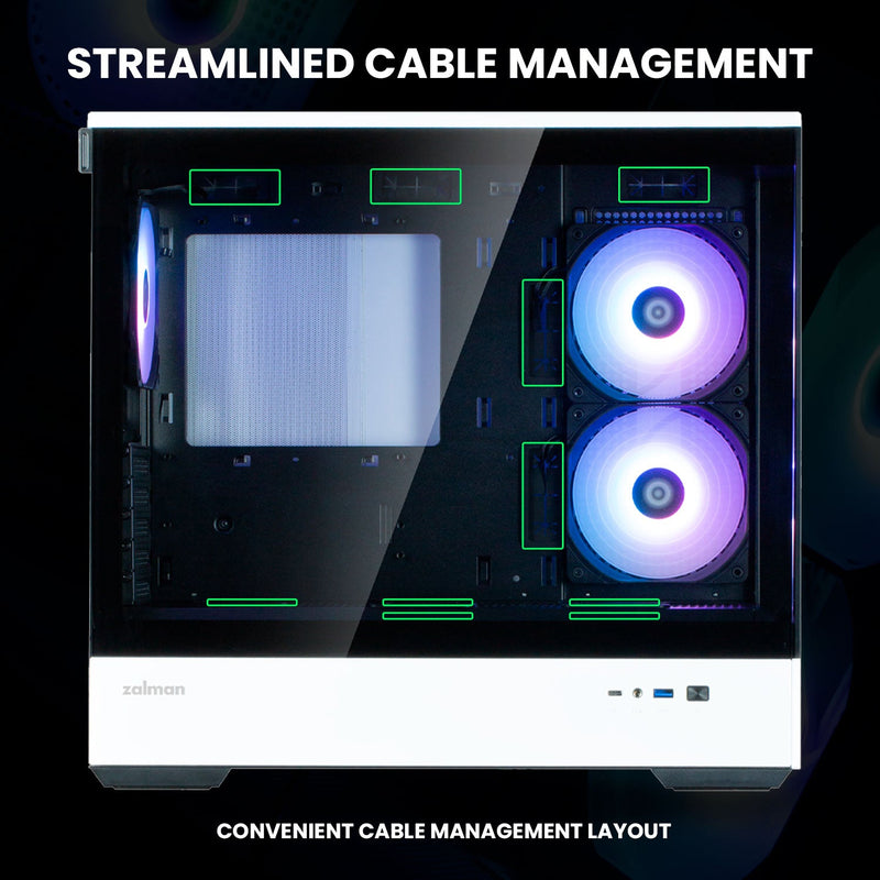 Zalman Zalman P30 Black/White Special Edition mATX Mini-Tower PC Case Panoramic Glass 3 x ARGB Fans