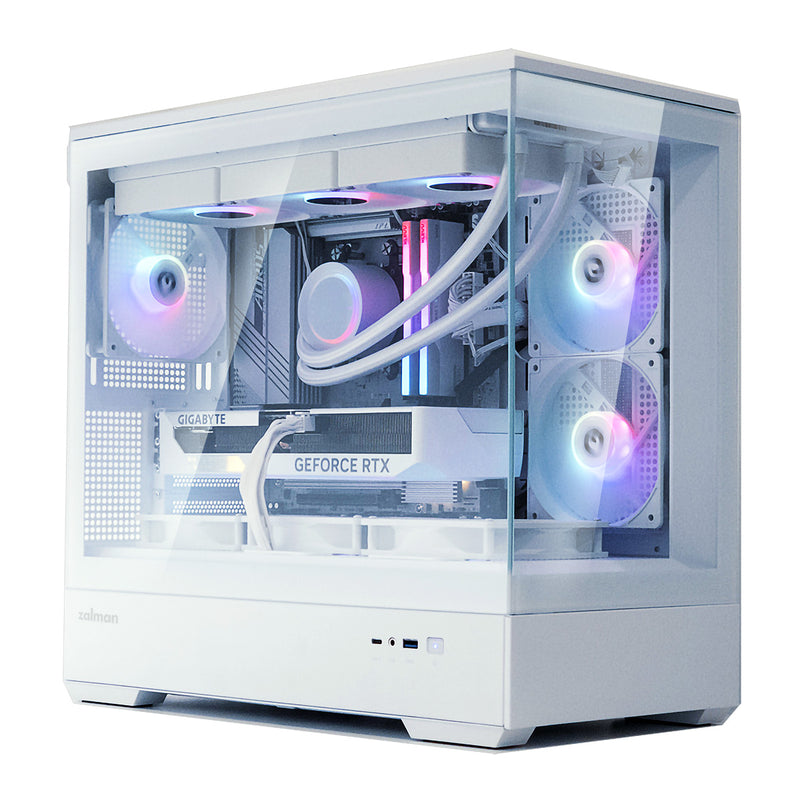 Zalman P30 mATX Mini-Tower PC Case Panoramic Glass 3 x ARGB Fans - White