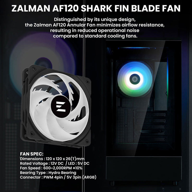 Zalman Zalman P10 mATX Gaming PC Case, Panoramic Glass, 1 x PWM ARGB Fan - Black