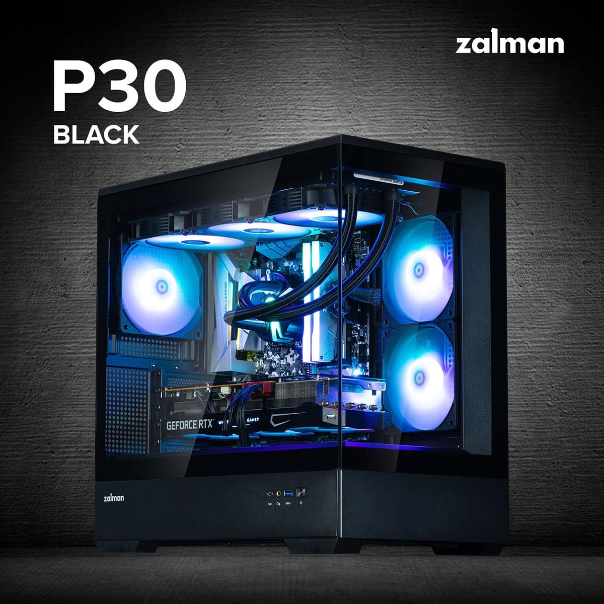 リアルオゴルナ　ZALMAN P30 Black Zalman P30 mATX Mini-Tower PC Case Panoramic Glass 3 x ARGB