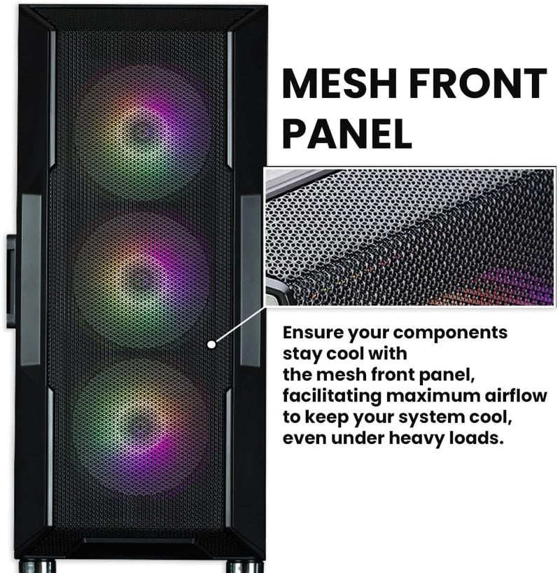 Zalman Zalman i3 ARGB Airflow ATX Mid-Tower Gaming PC Case - Black