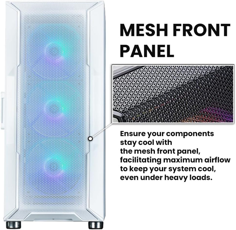 Zalman Zalman i3 ARGB Airflow ATX Mid-Tower Gaming PC Case - White