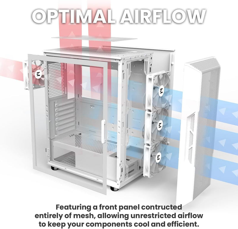 Zalman Zalman i3 ARGB Airflow ATX Mid-Tower Gaming PC Case - White