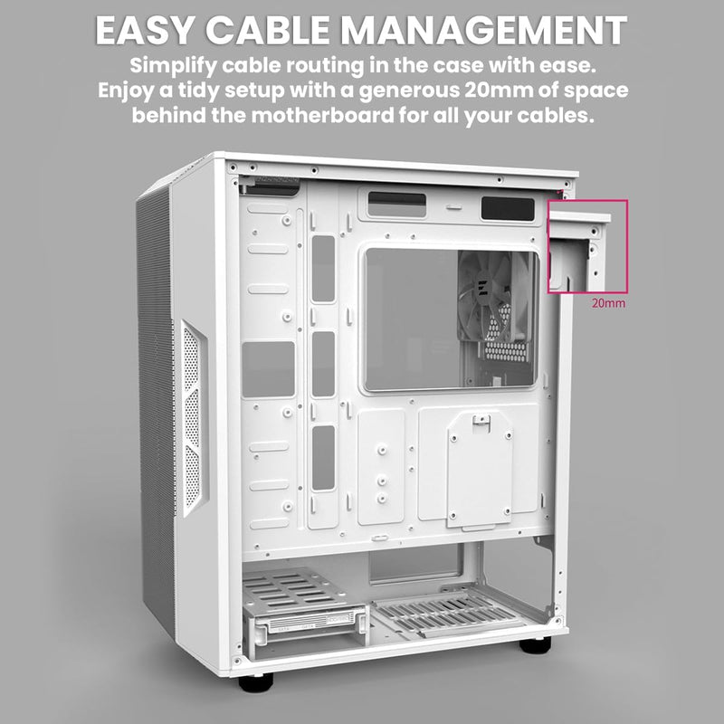 Zalman Zalman i3 ARGB Airflow ATX Mid-Tower Gaming PC Case - White
