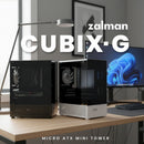 3 of 10: Zalman CUBIX-G Micro-ATX PC Case, MATX Case with 3 X 120mm FRGB Fans Pre-Installed, USB Type-C Port, Panda Edition