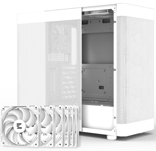 Zalman i4 Airflow ATX Mid-Tower All-Mesh PC Case w/ 6 x Fans Pre-installed - White