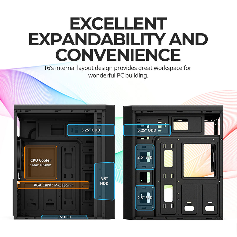 Zalman T6 ATX Mid-Tower PC Case for Workstation Computers w/ 5.25 ODD Slot