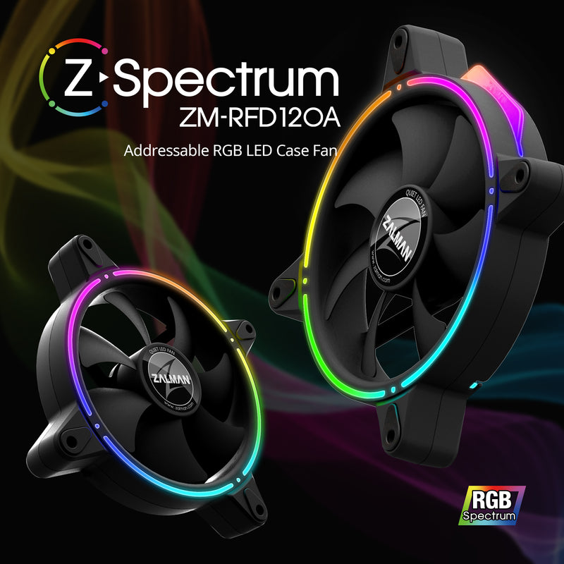ZALMAN Z-Spectrum 12cm RGB Adressable - Ventilateur boitier PC 120mm  (ZM-RFD120A) avec Quadrimedia