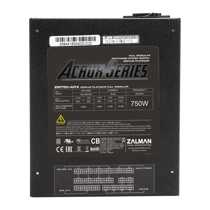 ARX 750W 80PLUS Platinum Power Supply, Fully Modular