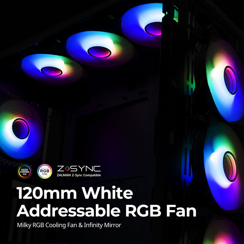 ZM-IF120 Infinity Mirror ARGB 120mm Case Fans, Includes ARGB Controller (3-Pack)